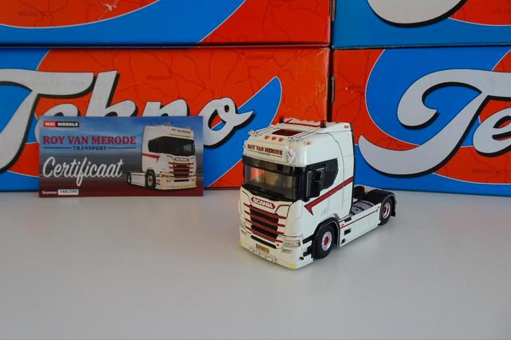 Roy van Merode Scania R530 - WSI, Hobby en Vrije tijd, Modelauto's | 1:50, Zo goed als nieuw, Bus of Vrachtwagen, Wsi, Ophalen of Verzenden