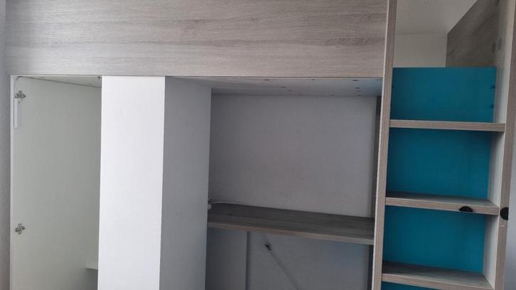 Emob Beau Hoogslaper 90x200 met Bureau & Kast, Huis en Inrichting, Slaapkamer | Stapelbedden en Hoogslapers, Gebruikt, Hoogslaper