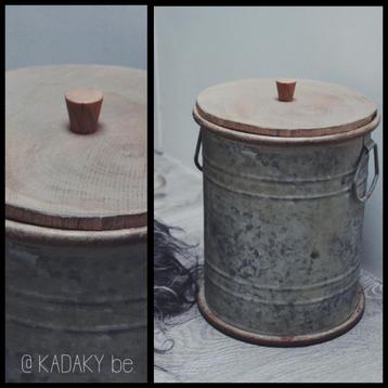 Vuilbakje Landelijk WC/Badkamer - Blik/handvaten met houten beschikbaar voor biedingen