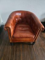 Clubchair/Tubchair/Fauteuil Vorm en Stijl schapenleer bruin, Huis en Inrichting, Fauteuils, Ophalen, 75 tot 100 cm, Leer, 75 tot 100 cm