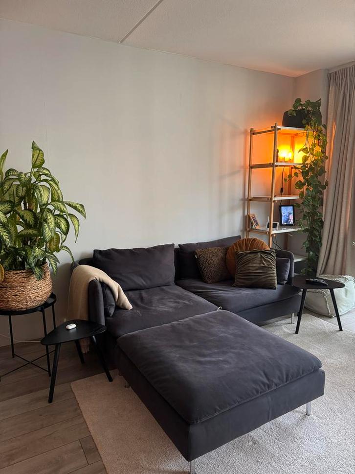 IKEA SÖDERHAMN 3-zits bank - Donkergrijs + voetenbank, Huis en Inrichting, Banken | Bankstellen, Gebruikt, Rechte bank, Driepersoons