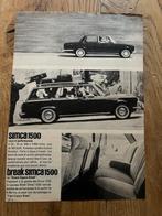 Simca 1500 en 1500 Break originele advertentie 1964 vintage, Ophalen of Verzenden, Gelezen, Overige merken