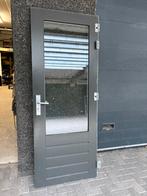 Hardhouten achterdeur driepuntsluiting dubbel glas, Doe-het-zelf en Verbouw, Deuren en Horren, Ophalen, 200 tot 215 cm, Glas, Buitendeur
