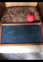 Dienblad houten lijst, handgreep koper. Uil, muis en fazant., Antiek en Kunst, Curiosa en Brocante, Ophalen of Verzenden