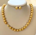 Parel Ketting & Oorbellen van Champagne Gouden Parels 14K, Verzenden