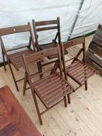 4 houten klapstoelen, Ophalen, Gebruikt, Bruin