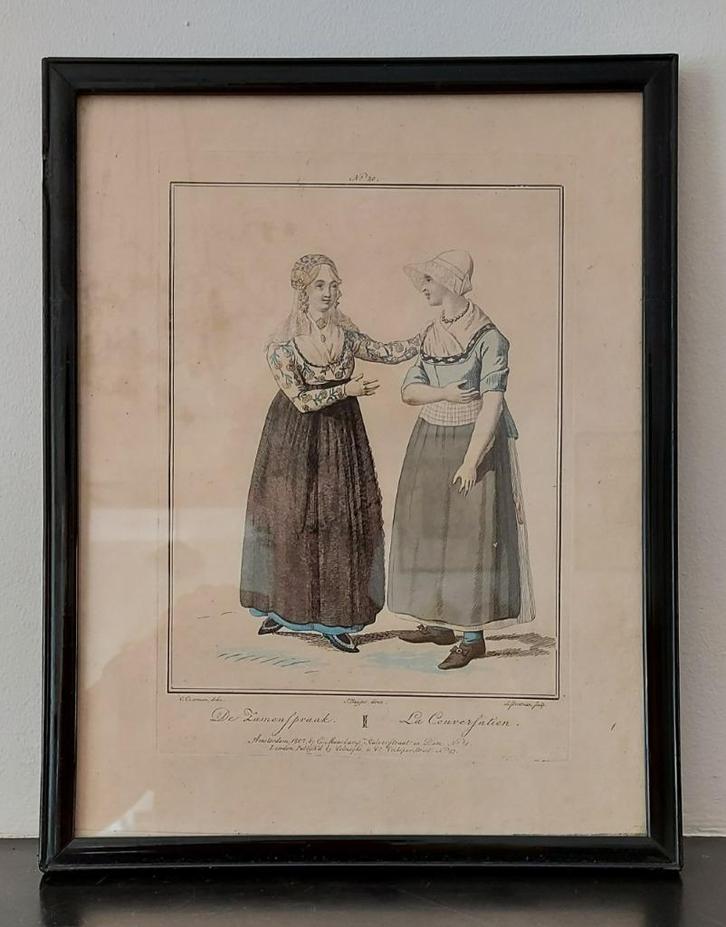 Antiek prent Evert Maaskamp klederdracht De Zamenspraak 1807, Antiek en Kunst, Curiosa en Brocante, Ophalen of Verzenden