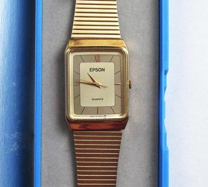 EPSON Japan Y131-5250 quartz heren horloge in doos., Sieraden, Tassen en Uiterlijk, Horloges | Heren, Nieuw, Overige merken, Staal