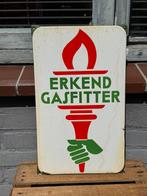 Erkend gasfitter emaille bordje, Antiek en Kunst, Antiek | Emaille, Ophalen of Verzenden