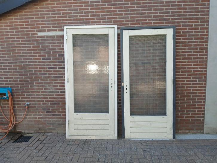 Hardhouten deuren met kozijn nieuw (nr34), Doe-het-zelf en Verbouw, Deuren en Horren, Nieuw, Buitendeur, 200 tot 215 cm, 80 tot 100 cm