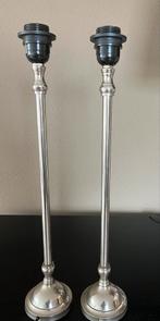 2 Zilverkleurige Lampen Standaard - 52cm, Ophalen, Zo goed als nieuw, Metaal, Minder dan 100 cm