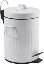 Prullenbak wit 12L “retro”, Nieuw, Ophalen of Verzenden, Metaal, Minder dan 50 cm