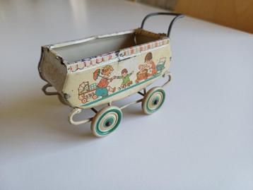 Antiek blikken speelgoed kinderwagen zeer schatting model beschikbaar voor biedingen