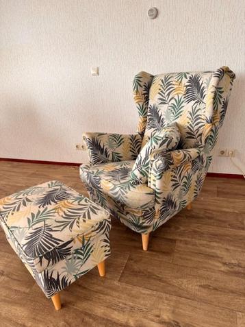 (oor) fauteuil + voetbank (Strandmon)  beschikbaar voor biedingen