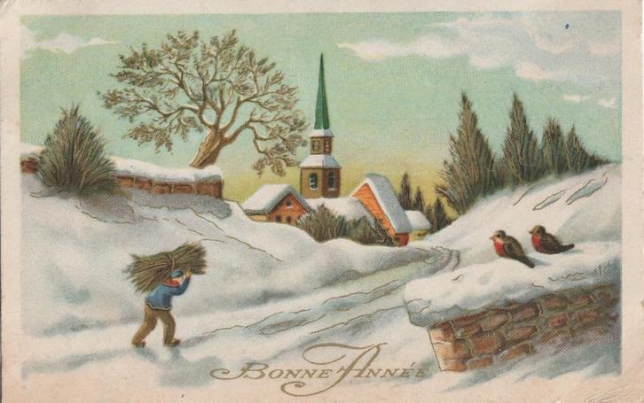 GOUDOPDRUK KERSTSPROKKELEN  JAREN 40 ZEER MOOIE KAART KJ320, Verzamelen, Ansichtkaarten | Themakaarten, Ongelopen, 1940 tot 1960