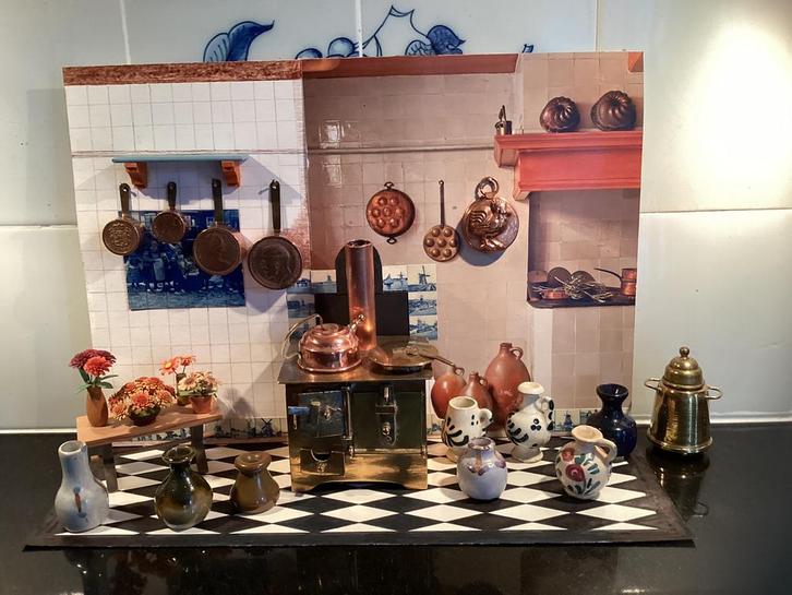 Antieke  Div., DUITSE AARDEWERK POT - jes  en KRAAM ., Verzamelen, Poppenhuizen en Toebehoren, Gebruikt, Poppenhuis, Ophalen of Verzenden