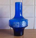Vintage glazen vaas ufo Marsberger Germany blauw ufovaas, Gebruikt, Blauw, Ophalen of Verzenden, Glas