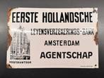 Emaille Reclamebord Eerste Hollandsche Levensverzekerings, Ophalen of Verzenden, Reclamebord