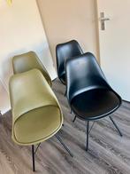 Set van 4 Eetkamerstoelen - Zwart en Olijfgroen, Huis en Inrichting, Stoelen, Ophalen, Gebruikt, Zwart, Vier
