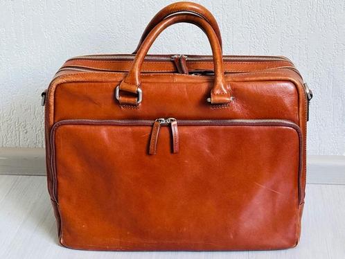 Leonhard Heyden Cambridge laptop tas | cognac leder, Computers en Software, Laptoptassen, Zo goed als nieuw, Aktetas, 15 inch