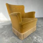 Vintage okergele eenzit / fauteuil met franjes, Ophalen