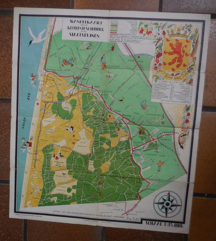 Historische Wandelkaart  Gemeente-Schoorl en de Staatsduinen, Boeken, Atlassen en Landkaarten, Gelezen, Landkaart, Nederland, 1800 tot 2000