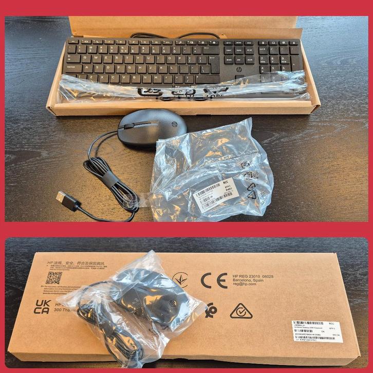 3X Toetsenbord + muis HP 320MK Qwerty zwart, Nieuw, Computers en Software, Toetsenborden, Nieuw, Qwerty, Bedraad, Toetsenbord en muis-set