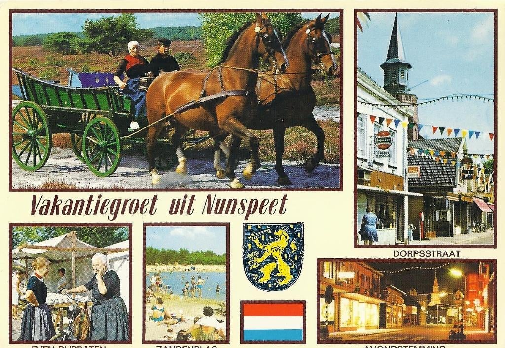 Gelopen ansichtkaart vakantiegroet uit Nunspeet, Ophalen of Verzenden, 1980 tot heden, Gelopen, Gelderland