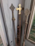 Antieke processie kruis kruizen en antieke houten staf, Antiek en Kunst, Ophalen of Verzenden