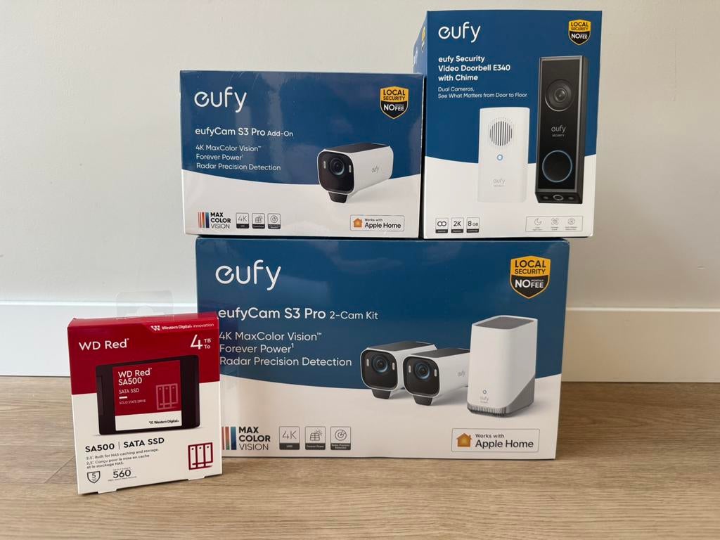 Eufy S3 Pro + E340 deurbel + 4TB SSD (nieuwstaat), Verzenden, Nieuw, Compleet systeem, Overige soorten