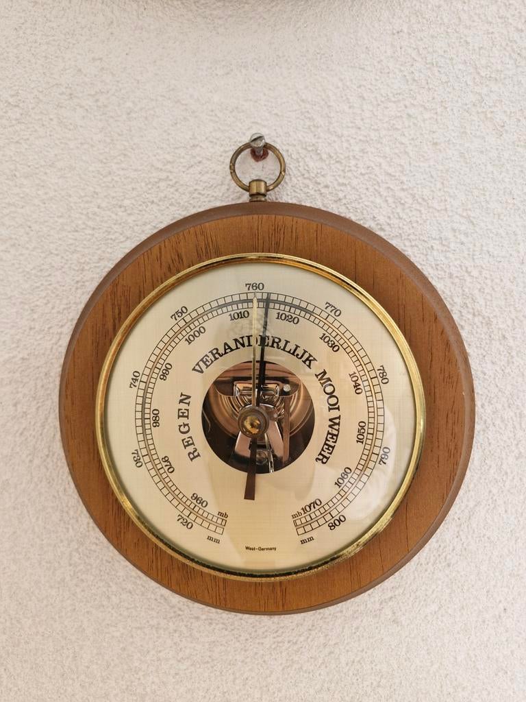 Klassieke Fischer Barometer - Kersenhout & Messing, Ophalen, Gebruikt, Barometer
