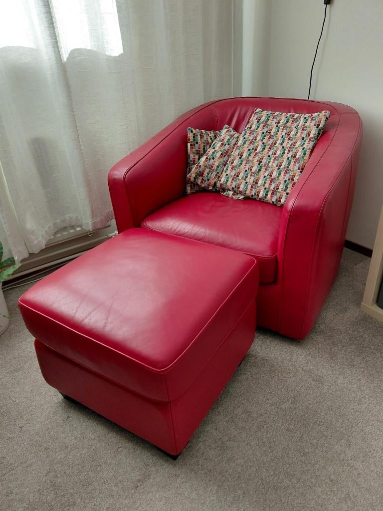 lederen fauteuil, Ophalen, Gebruikt, 50 tot 75 cm, Leer