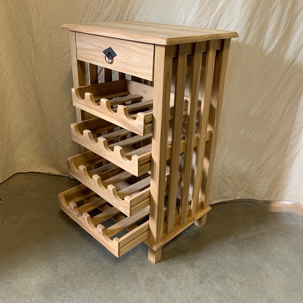 Wijnkast met 5 lades - massief teak - Nieuw bij TTM Wonen, Huis en Inrichting, TTM Wonen, Meubels – (Perzische) Tapijten en Woonaccessoires