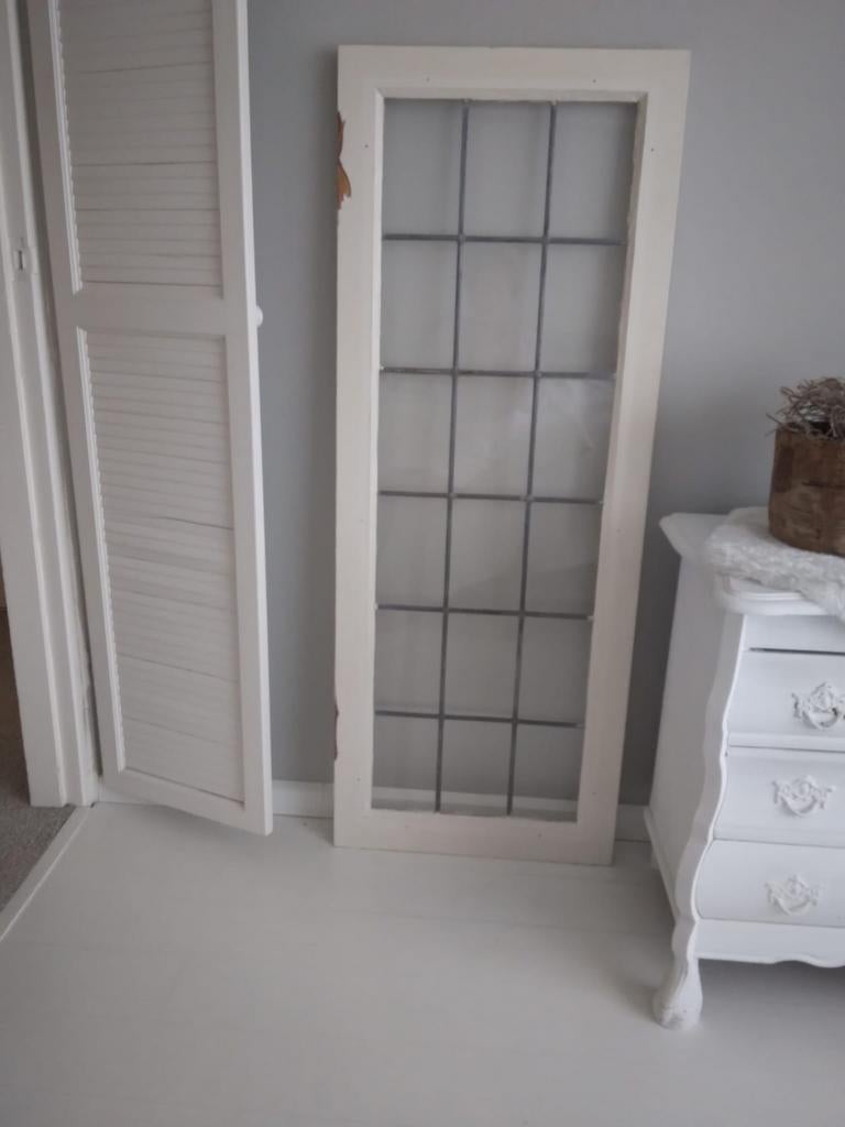 Oud glas in lood raam - Decoratief paneel, Ophalen, Gevelraam of Ruit, Gebruikt, Minder dan 80 cm