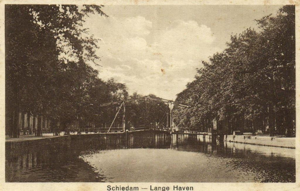 Schiedam - Lange Haven - brug - 1929 gelopen, Ophalen of Verzenden, Voor 1920, Ongelopen, Zuid-Holland