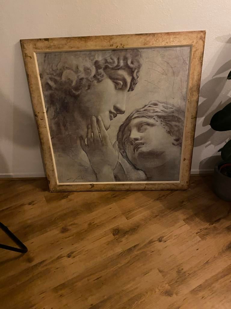 Schilderij met klassieke figuren 114x114cm, Antiek en Kunst, Kunst | Schilderijen | Klassiek, Ophalen