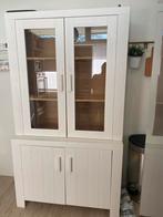 Witte buffetkast met glazen deuren, netjes, Ophalen, Gebruikt, 50 tot 100 cm, 150 tot 200 cm