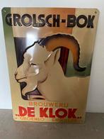 Grolsch-Bok Brouwerij De Klok Geëmailleerd Reclamebord, Ophalen of Verzenden