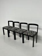 Vintage zebraprint eetkamerstoelen, Huis en Inrichting, Zwart, Vintage, Zo goed als nieuw, Vier