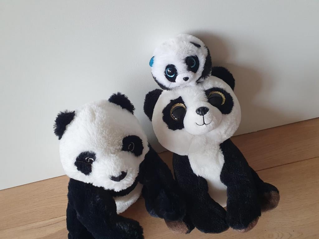 Leuke set van 3 panda knuffels, Gebruikt, Overige merken, Overige karakters, Overige typen