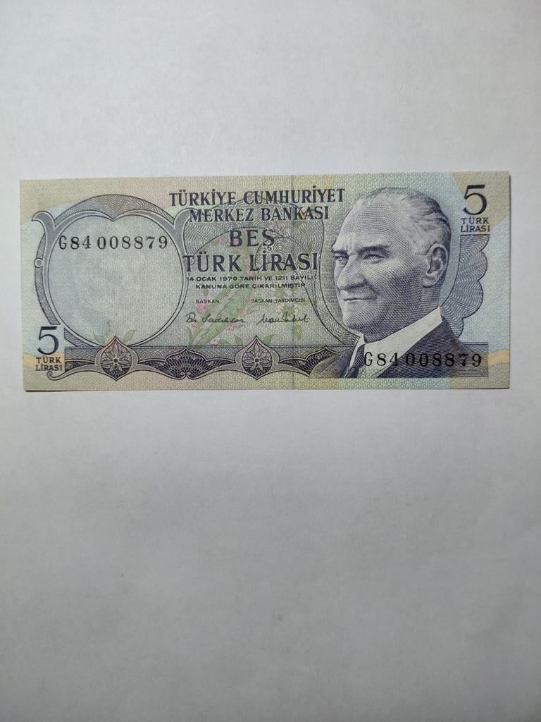 Turkije 5 lira 1976, Postzegels en Munten, Bankbiljetten | Europa | Niet-Eurobiljetten, Ophalen of Verzenden, Overige landen