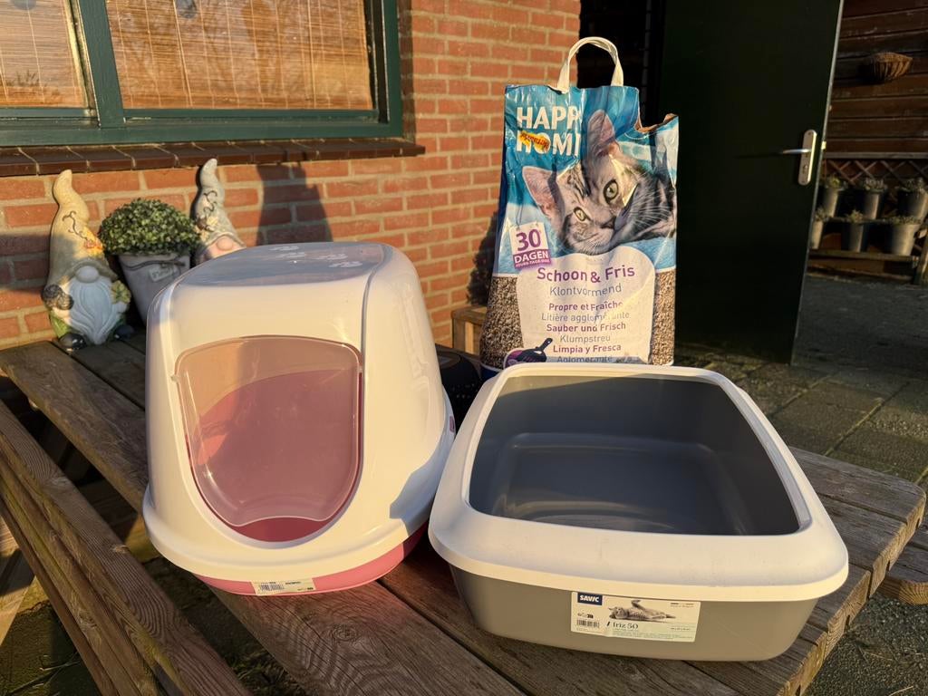 2x nieuwe kattenbak plus zak kattenbakvulling, Ophalen, Nieuw