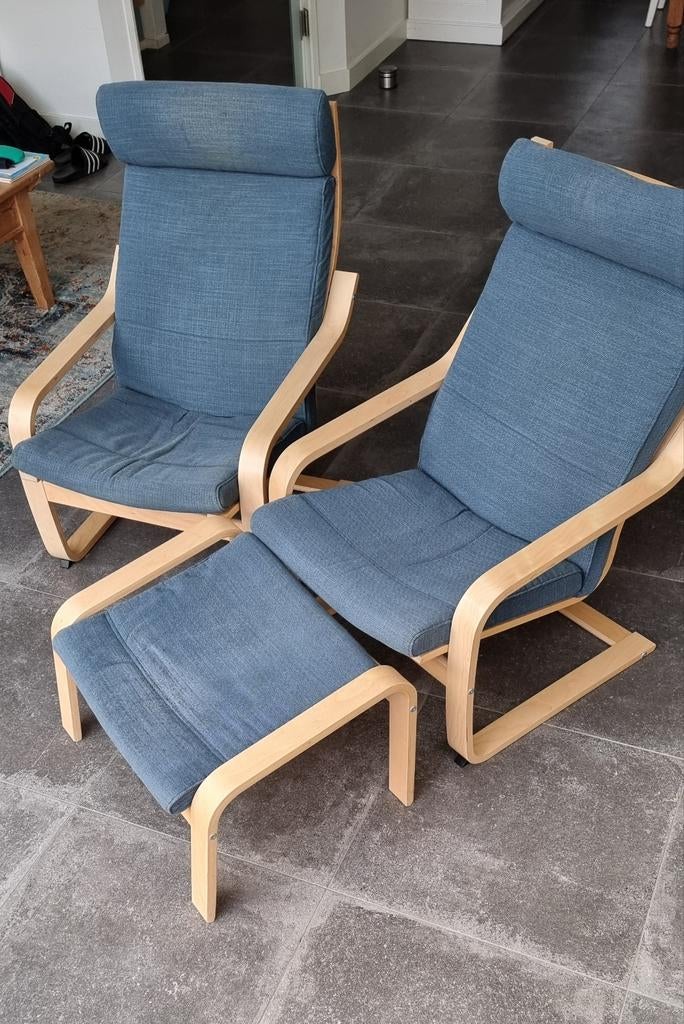 Ikea Poang fauteuils 2x, Ophalen, Gebruikt, Twee, Blauw