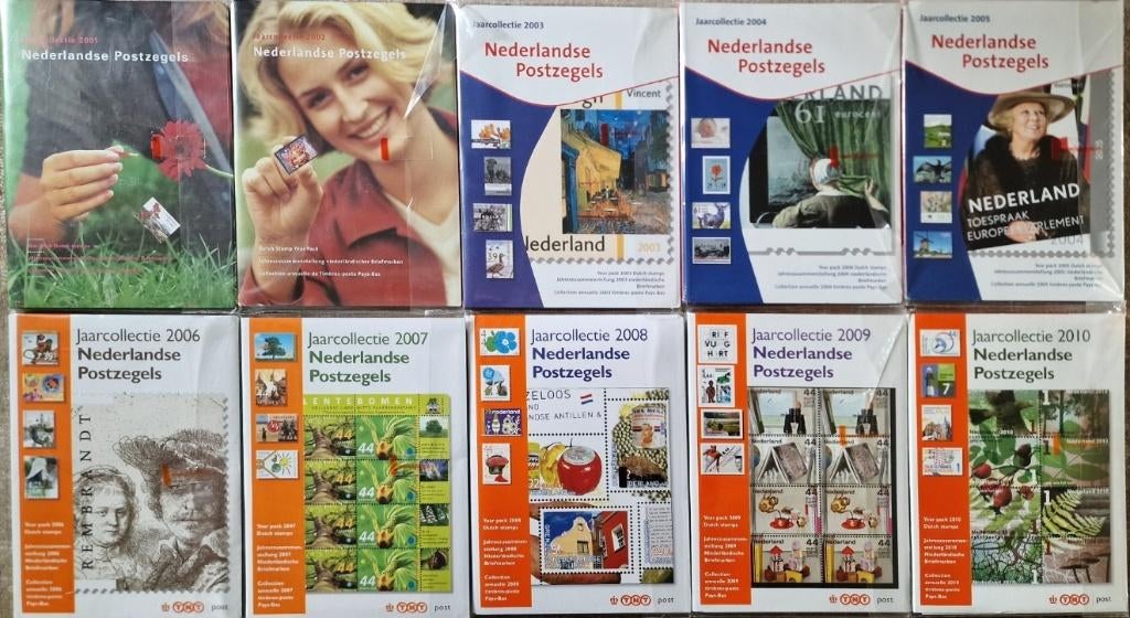 Jaarcollecties Nederland 2001 - 2010 zie beschrijving., Postzegels en Munten, Postzegels | Nederland, Ophalen of Verzenden, Na 1940
