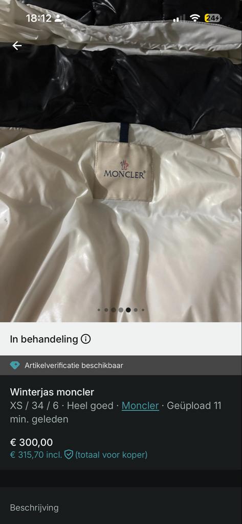 Moncler winterjas - Maat XS/S - Zo goed als nieuw, Kleding | Dames, Jassen | Winter, Ophalen of Verzenden, Zo goed als nieuw, Maat 34 (XS) of kleiner