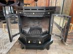 Zwarte houtkachel met glazen deuren, Ophalen, Gebruikt, Vrijstaande haard, Houthaard