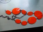 Retro Collier / Ceintuur Oranje Plexiglas ovalen, Verzenden, Overige materialen, Overige typen