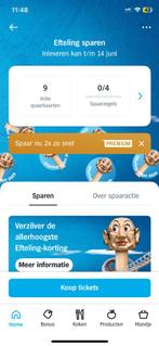 9 Efteling spaarkaarten AH, Drie personen of meer, Kortingsbon, Pretpark