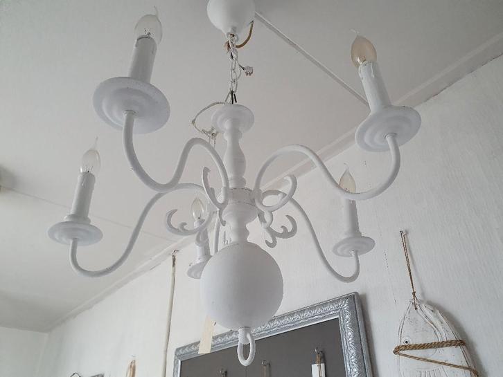 Wit brocante hanglamp, Antiek en Kunst, Curiosa en Brocante, Ophalen