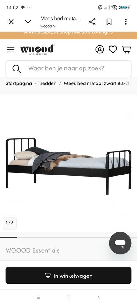 Woood kinderbed, 90 cm, Eenpersoons, Zwart, Ophalen of Verzenden